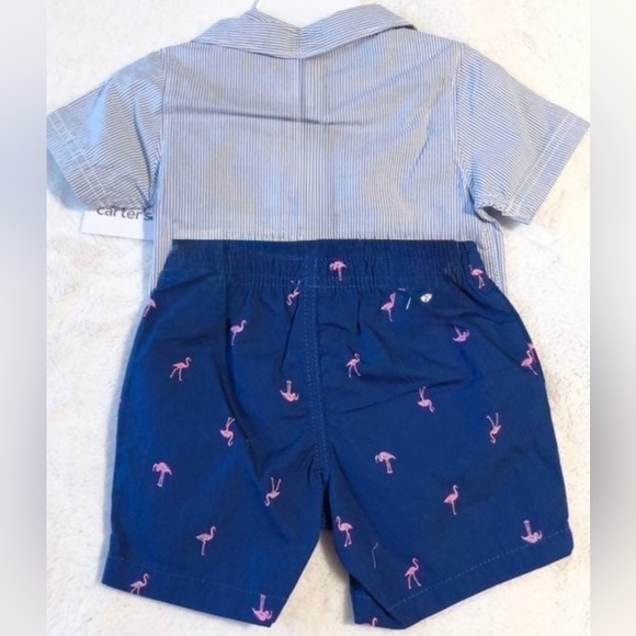 New Boy’s Carter’s 2pc Set- Poplin Shirt & Shorts - Picture 3 of 5
